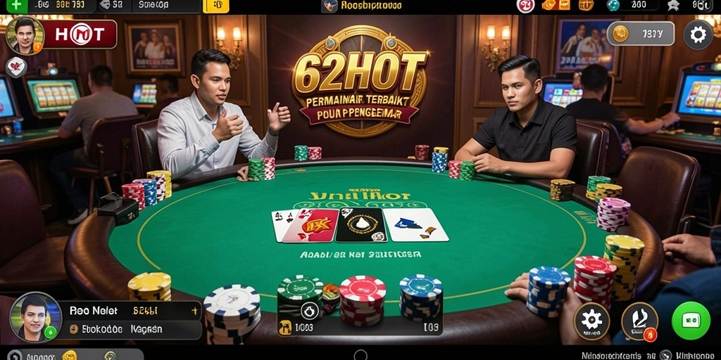 Tampilan gameplay menegangkan dalam 62HOT dengan partai poker yang intens.