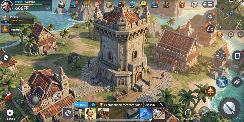Tampilan gameplay menakjubkan dari 666FF Tower Defense.