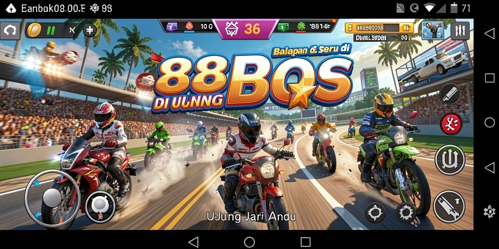 Gameplay mendebarkan balapan di 88BOS dengan mobil berkecepatan tinggi.