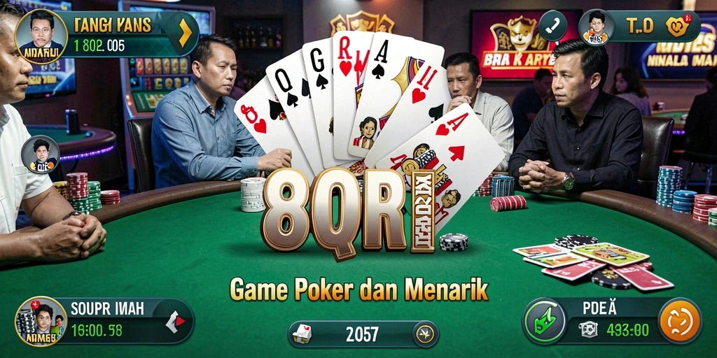 Screenshot gameplay poker 8QR yang menarik dan seru.