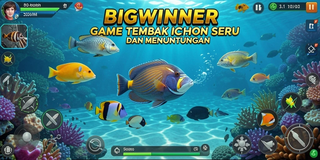 Screenshot utama memperlihatkan gameplay seru Tembak Ikan di BIGWINNER.