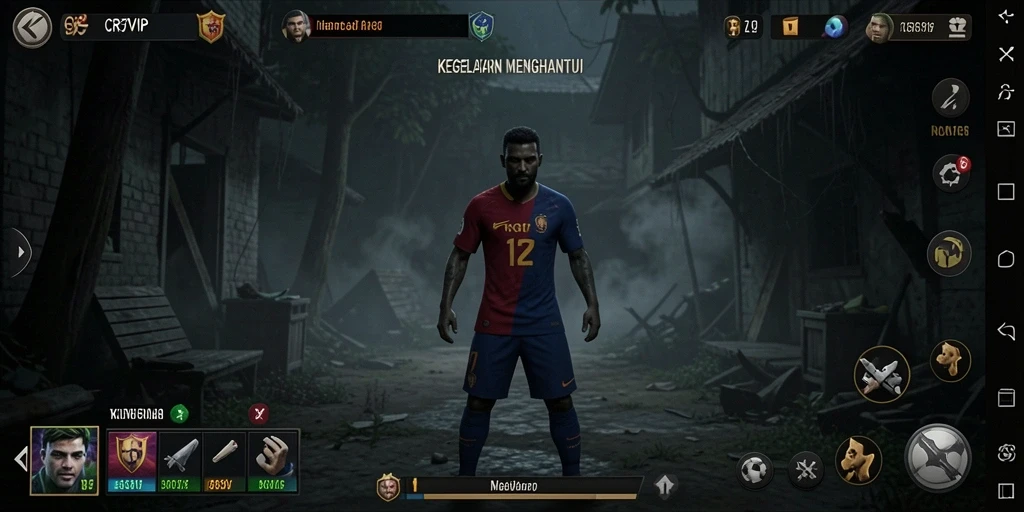 Screenshot gameplay CR7VIP yang menampilkan kengerian dalam suasana mencekam.