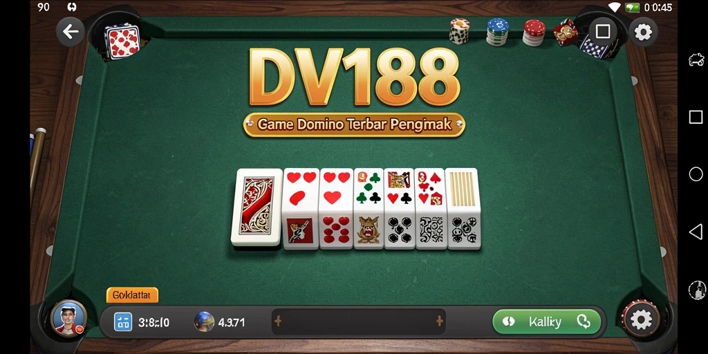 Screenshot gameplay DV188 menampilkan suasana seru permainan Domino.