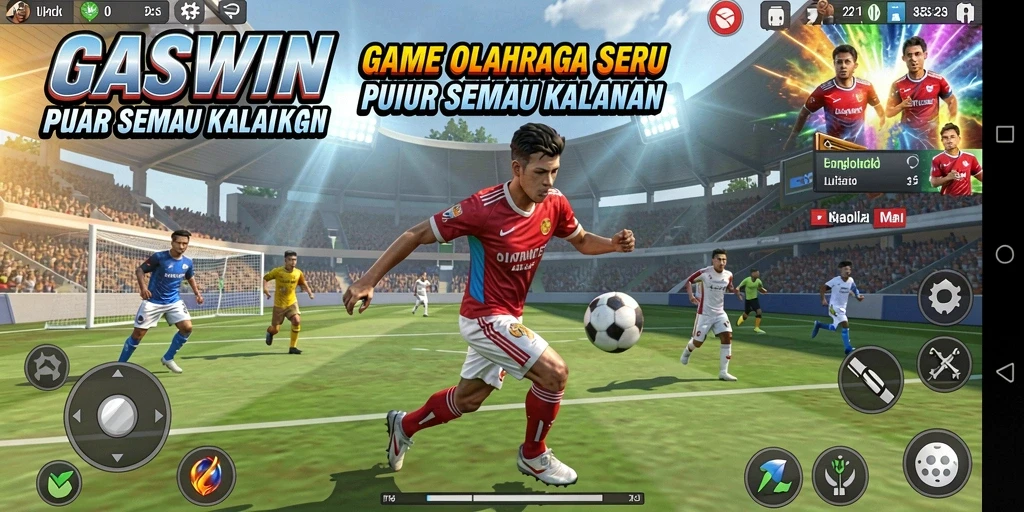 Screenshot GASWIN menampilkan aksi seru dalam permainan olahraga.