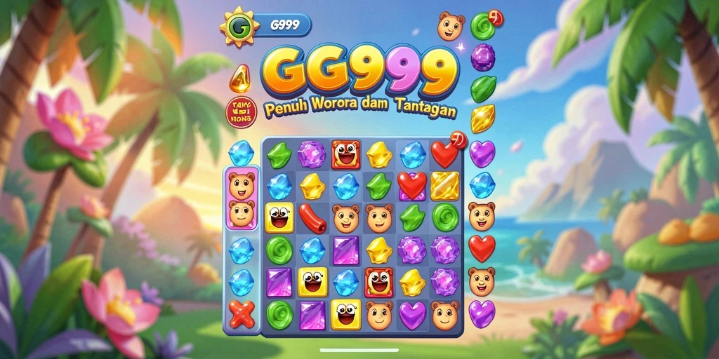 Screenshot gameplay GG999 yang menunjukkan kombinasi Match-3 yang menarik.