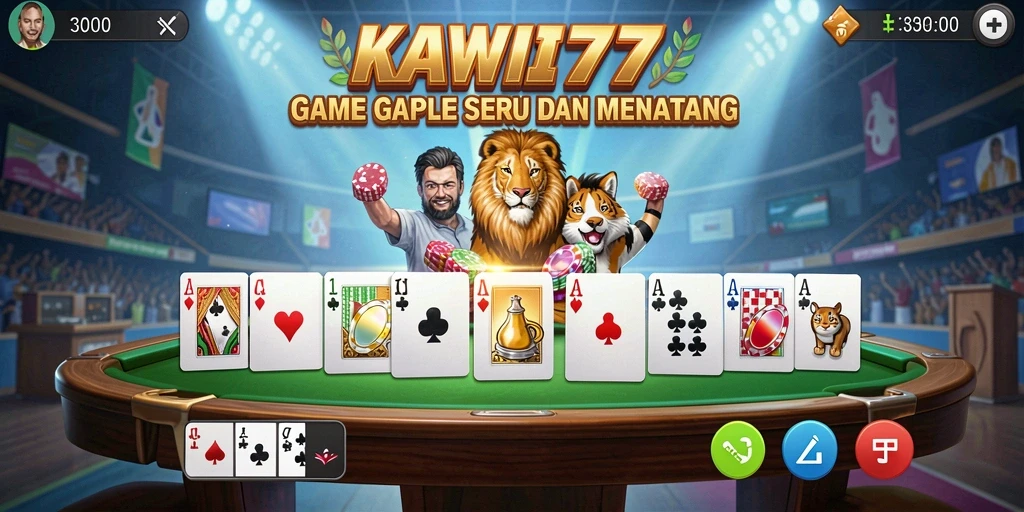 Tampilan gameplay KAWI777 menunjukkan keseruan bermain Gaple.
