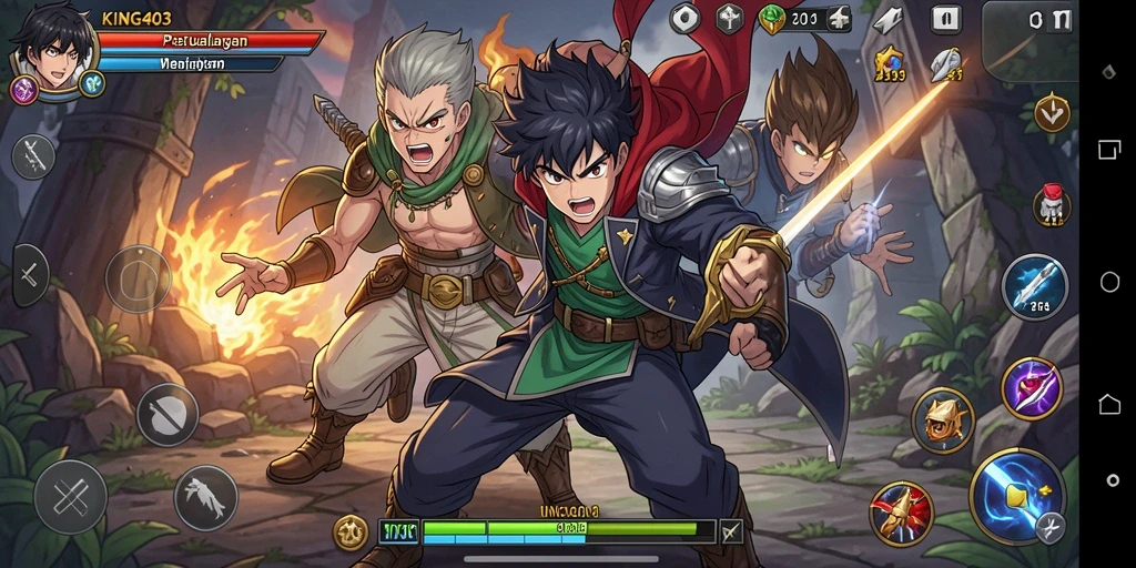 Tampilan gameplay seru dari KING403 dengan aksi karakter anime.