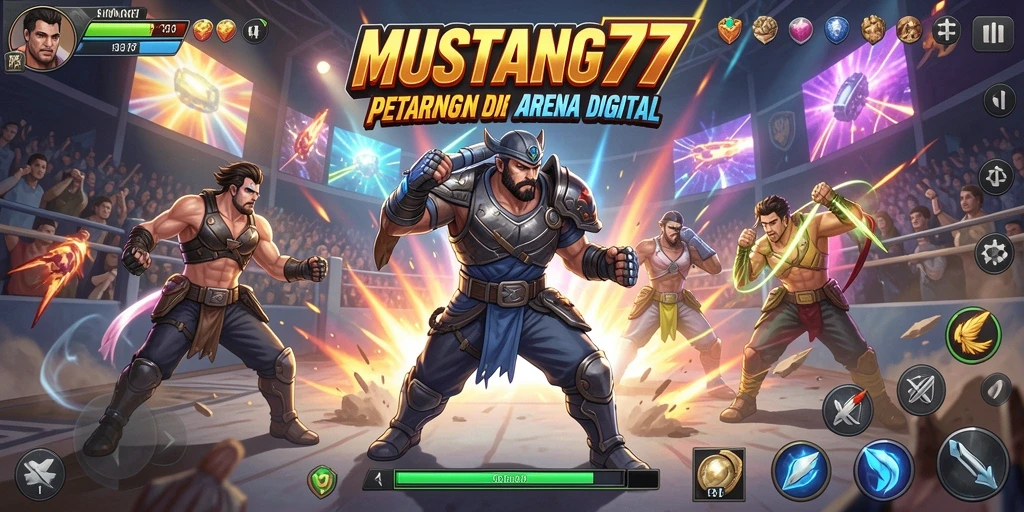 Screenshot gameplay MUSTANG77 menampilkan aksi bertarung yang mengesankan.
