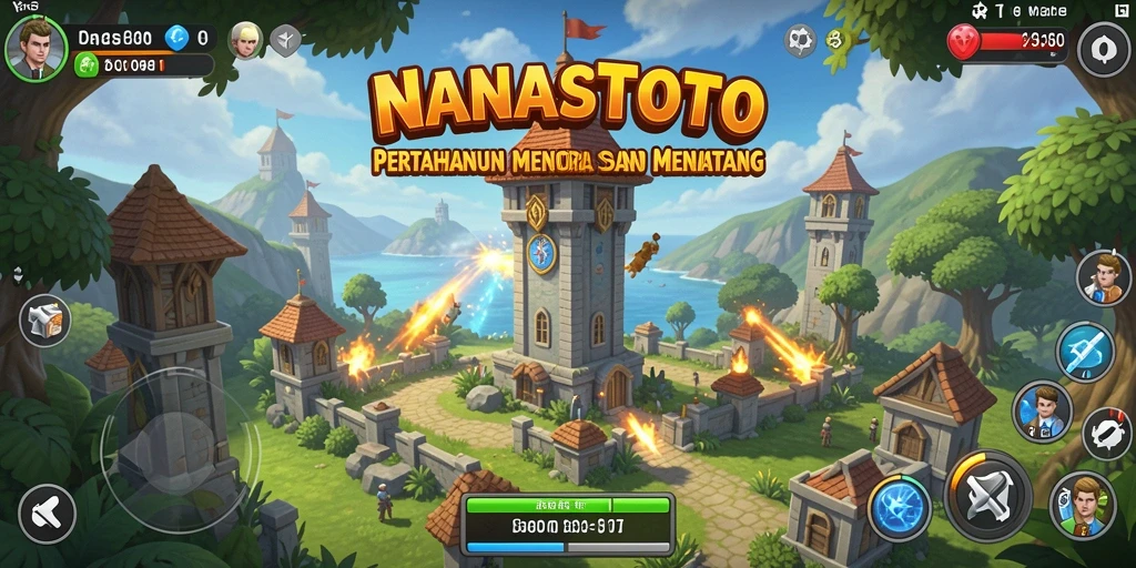 Tangkapan layar NANASTOTO menunjukkan aksi mendebarkan dalam gameplay Tower Defense.