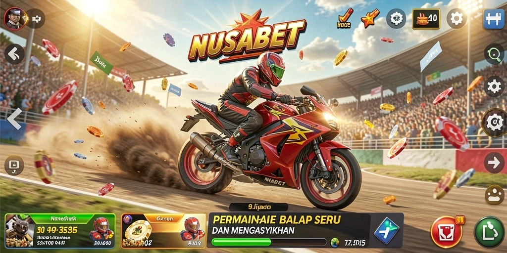 Tampilan gameplay balapan yang mendebarkan dari NUSABET.