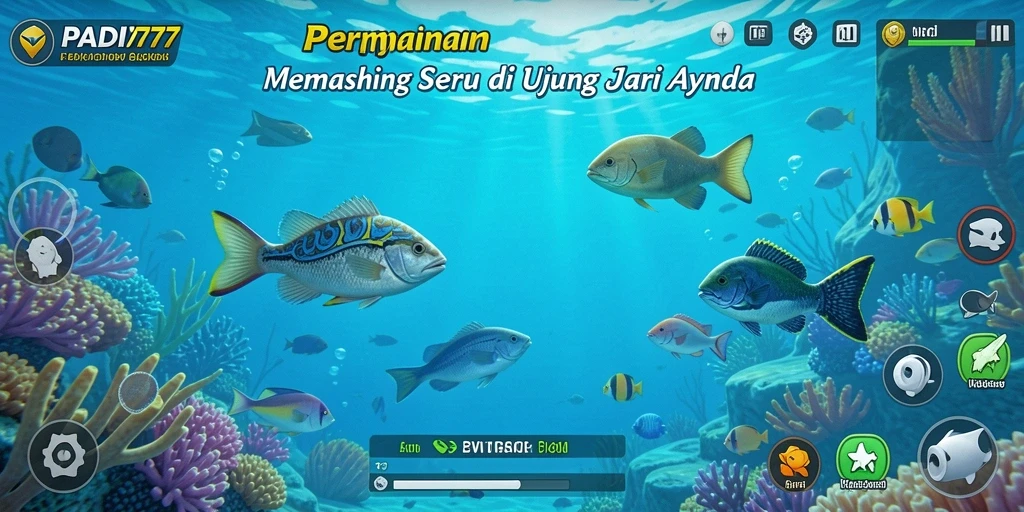 Screenshot PADI777 menampilkan gameplay memancing yang seru dan penuh warna.