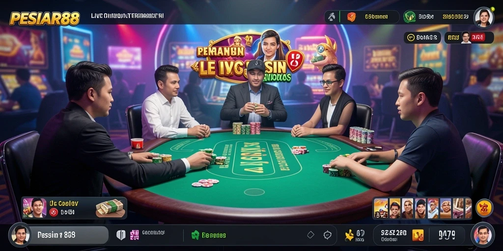 Tangkapan layar gameplay PESIAR88 menampilkan dealer langsung di kasino virtual.