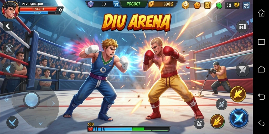 Tampilan gameplay seru dalam pertarungan di PRG007.