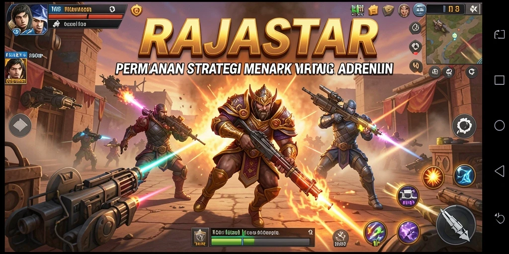 Tangkapan layar menunjukkan aksi strategi yang mendebarkan di RAJASTAR.