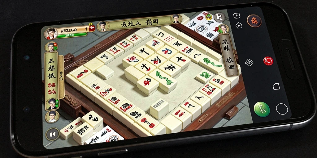 Tampilan gameplay <strong>REZEGO</strong> yang menampilkan keseruan permainan Mahjong.