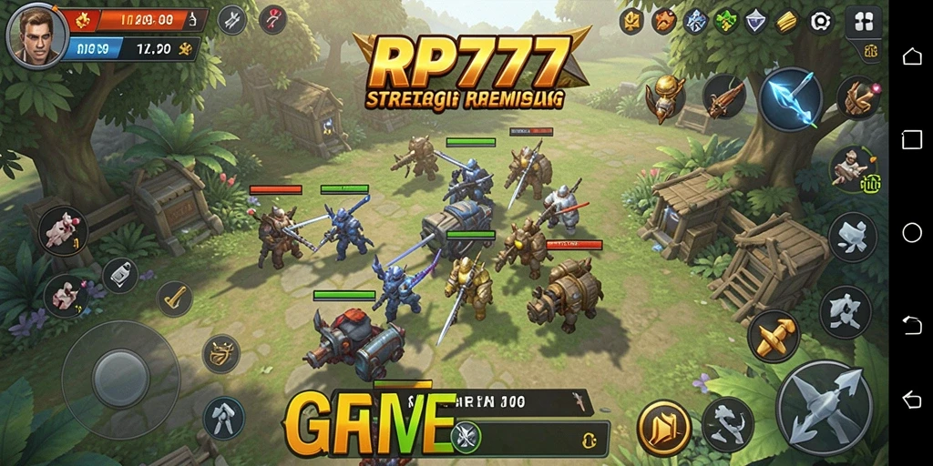 Screenshot gameplay RP777 menampilkan strategi dan pertempuran yang mendebarkan.