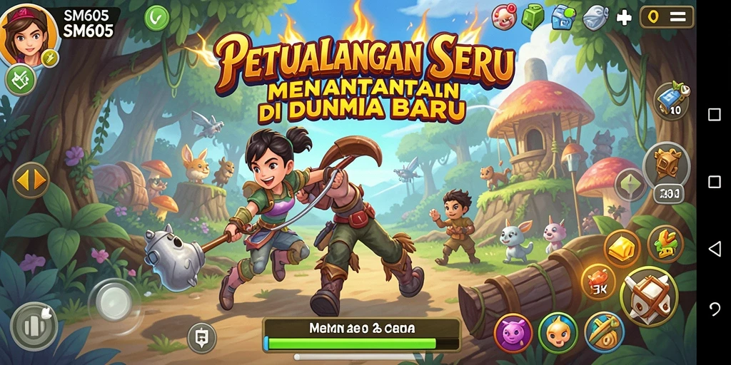 Gameplay SM605 menampilkan aksi seru dalam dunia petualangan yang menantang.