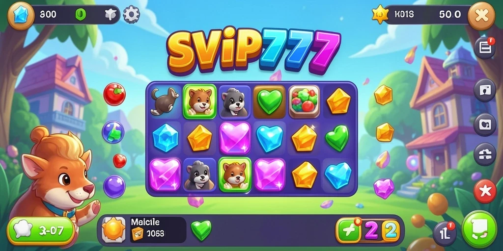 Screenshot gameplay SVIP777 yang menampilkan keseruan Match-3.