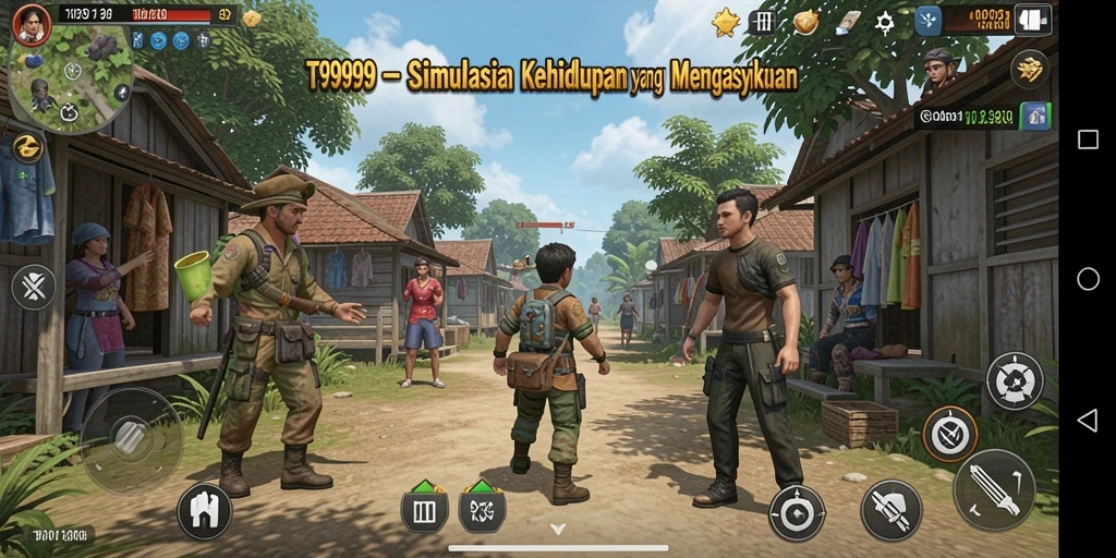 Tampilan gameplay T9999 yang penuh warna dan menarik.