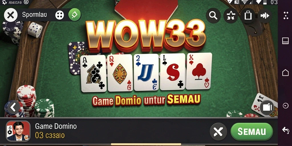 Tampilan screenshot WOW33 yang menunjukkan serunya permainan Domino.